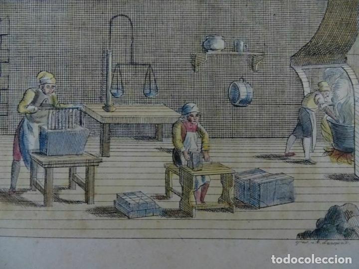 Arte: Interior de un taller de fabricaci&oacute;n de jab&oacute;n, 1825. Lanogueil