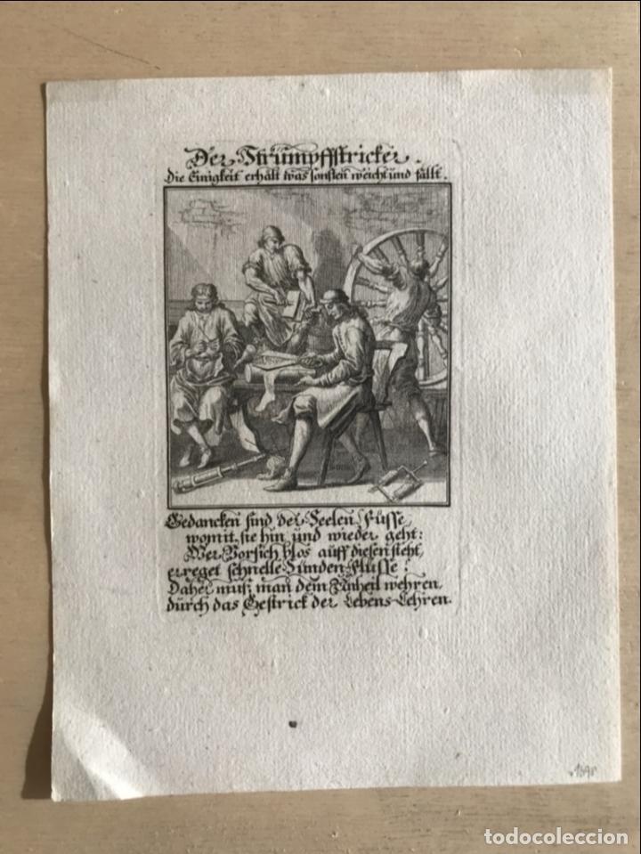 Arte: Fabricantes de calcetines, 1698. Luyken/Weigel - Foto 2