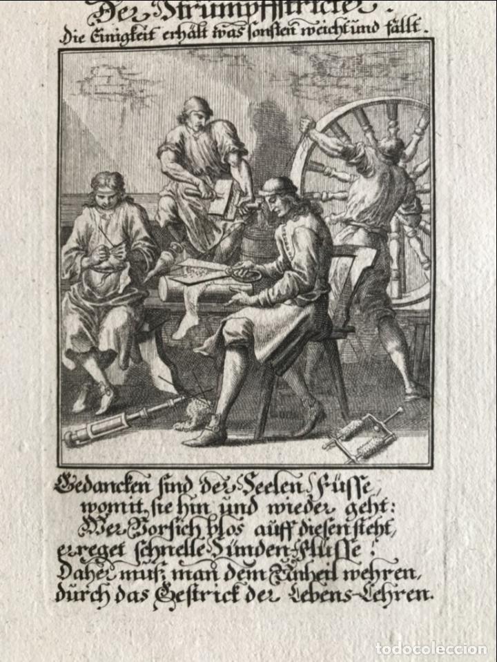 Arte: Fabricantes de calcetines, 1698. Luyken/Weigel - Foto 1