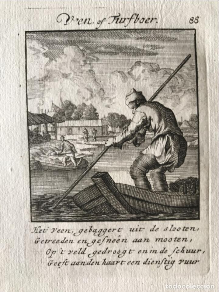 Arte: Extrayendo turba del pantano, 1704. Luyken/Weigel - Foto 1