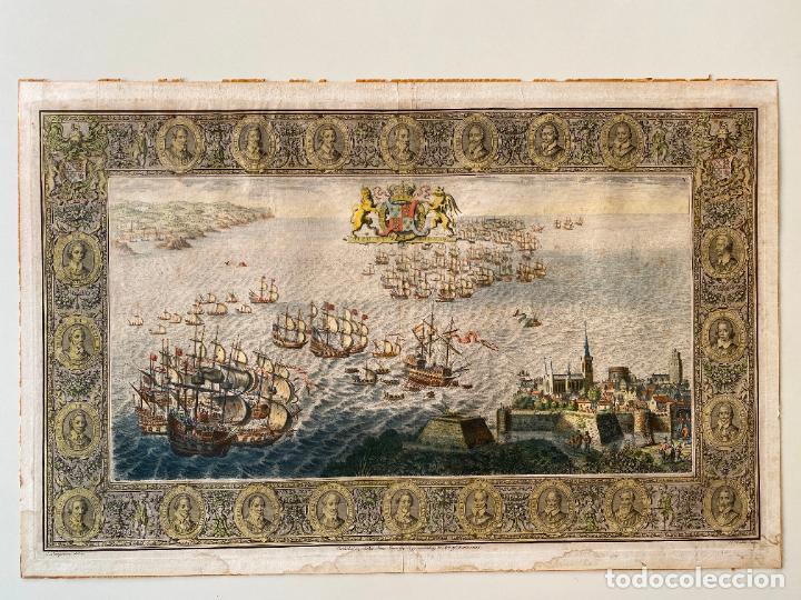 Arte: JOHN PINE 1739 , SPANISH ARMADA , ETCHING ORIGINAL , GRABADO NAVAL ARMADA ESPAÑOLA - Foto 1 - 278354693