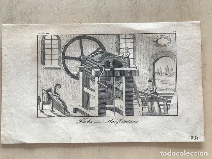 Arte: Procesando lino, 1830. An&oacute;nimo - Foto 2
