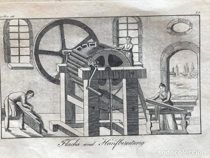 Arte: Procesando lino, 1830. An&oacute;nimo - Foto 1