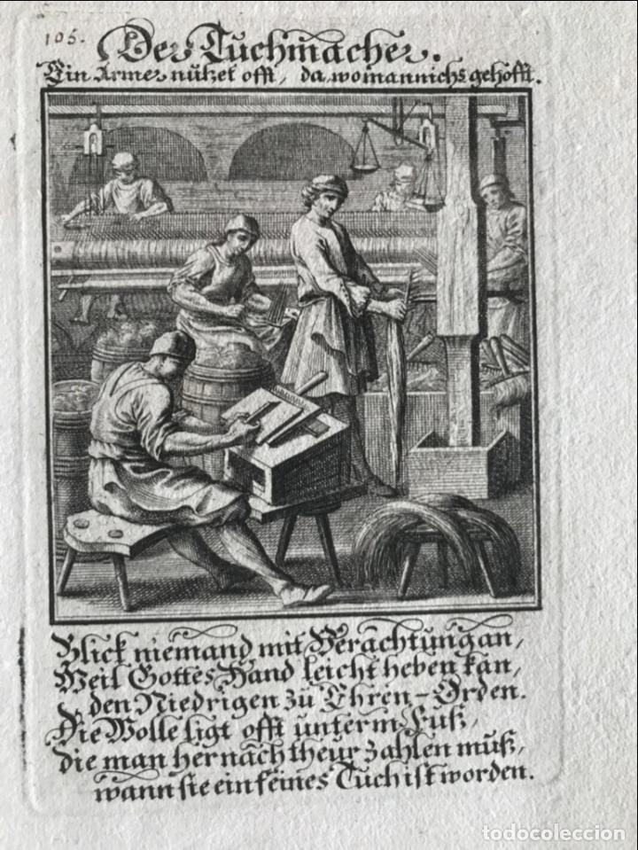 Arte: Fabricantes de telas, 1698. Luyken/Weigel - Foto 3