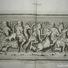 Arte: RELIEVE ROMANO CON ESCENA DE CAZA, 1724. MONTFAUCON /DELAULNE & FOUCAULT