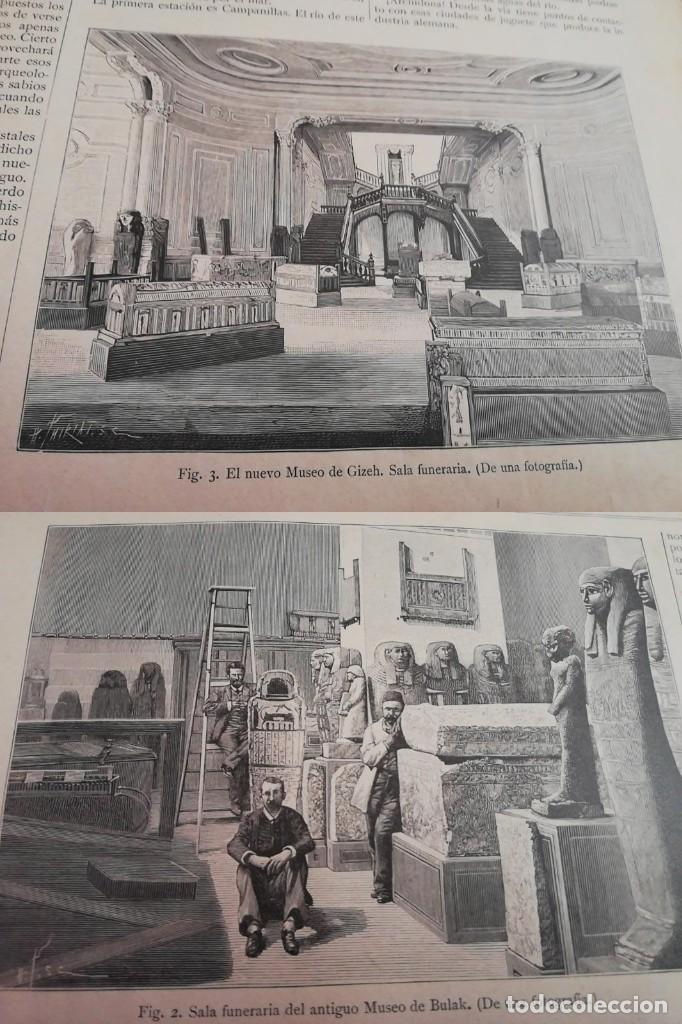 Arte: Antiguos Grabados - antique engravings: Antiguo Museo de Bulak y nuevo museo de Gizeh 1890