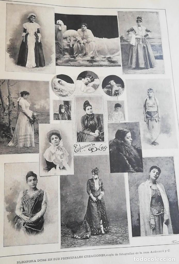Arte: Antiguo Grabado - antique engraving : Eleonora Duse en sus principales creaciones. 1890