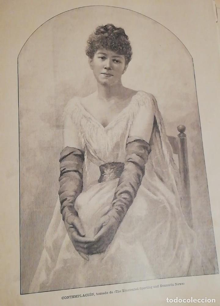 Arte: Antiguo Grabado - antique engraving: Contemplaci&oacute;n. 1890