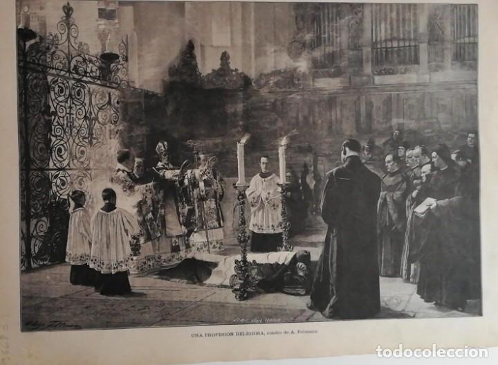 Arte: Antiguo Grabado - Antique engraving : Una profesi&oacute;n religiosa. Cuadro de a. Fellmann