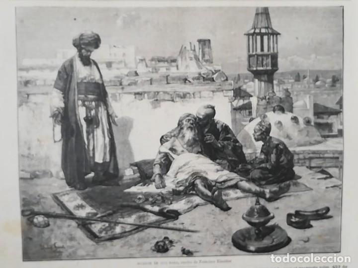 Arte: Antiguo Grabado- Antique Engraving: Muerte de Gul-Baba, cuadro de F Eisenhut 1890