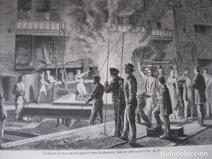 Arte: Interior de una f&aacute;brica metal&uacute;rgica, hacia 1877. Dchs