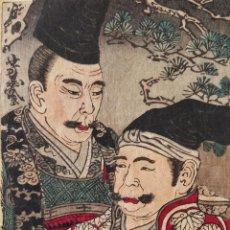 Arte: EXCELENTE GRABADO JAPONÉS DEL MAESTRO DEL UKIYOE UTAGAWA YOSHIIKU, CIRCA 1840, SAMURAIS