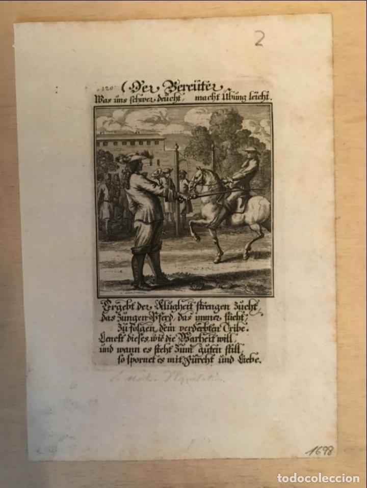 Arte: Escena de doma de caballo, 1698. Luyken/Weigel - Foto 2