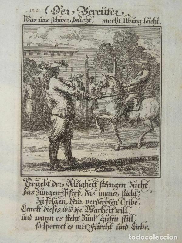 Arte: Escena de doma de caballo, 1698. Luyken/Weigel - Foto 7