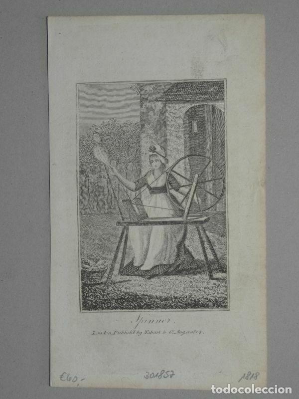 Arte: Hilandera trabajando, 1808. Tabart - Foto 3