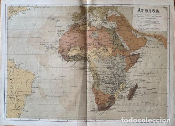 Arte: Mapa de &Aacute;frica - Grabado original 1877 - Otto Neussel y J. P. Morales