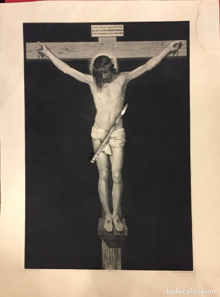 Arte: GRABADO AL AGUAFUERTE DE CRISTO. VELAZQUEZ LO PINTO Y EUG. LEMUS DIBUJO, S. XIX