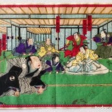 Arte: EXCELENTE GRABADO JAPONÉS ORIGINAL, UTAGAWA TOYOKUNI III 三代 歌川 豊国 KUNISADA, CYUSHINGURA, CIRCA1850