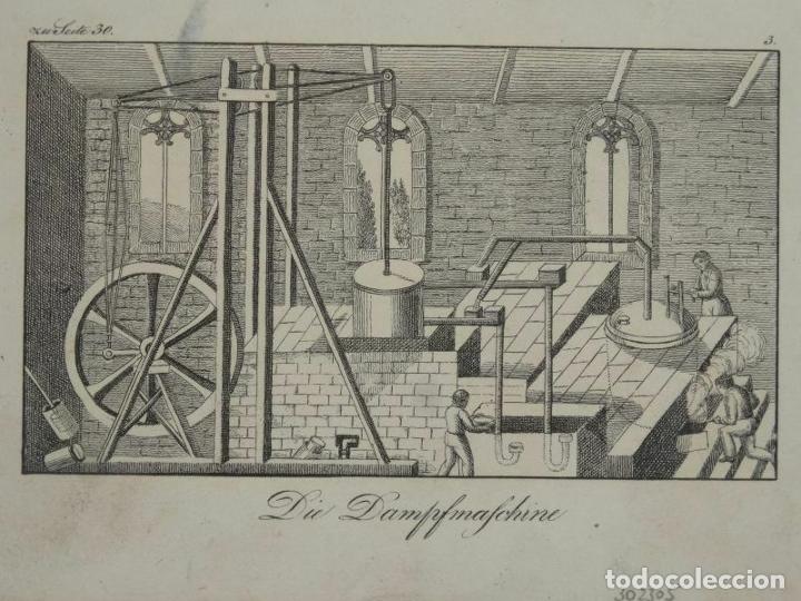 Arte: M&aacute;quina de vapor, 1830. An&oacute;nimo - Foto 1
