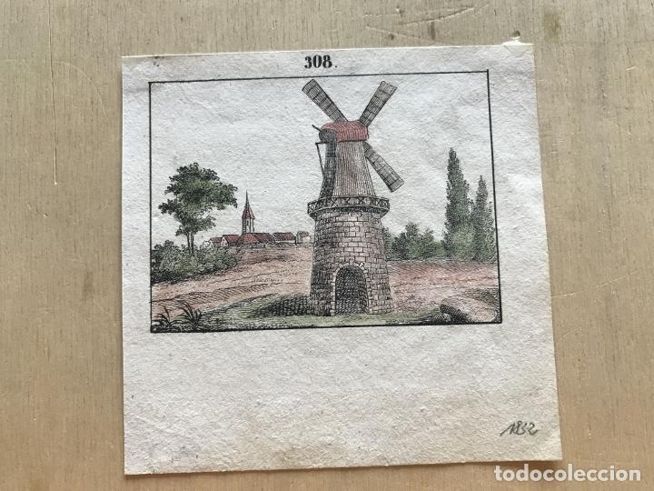 Arte: Molino de viento, 1832. An&oacute;nimo - Foto 2
