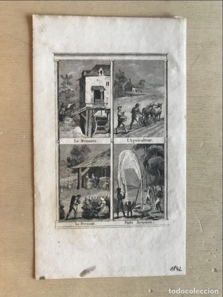 Arte: Trabajos del campo, 1842. An&oacute;nimo - Foto 2