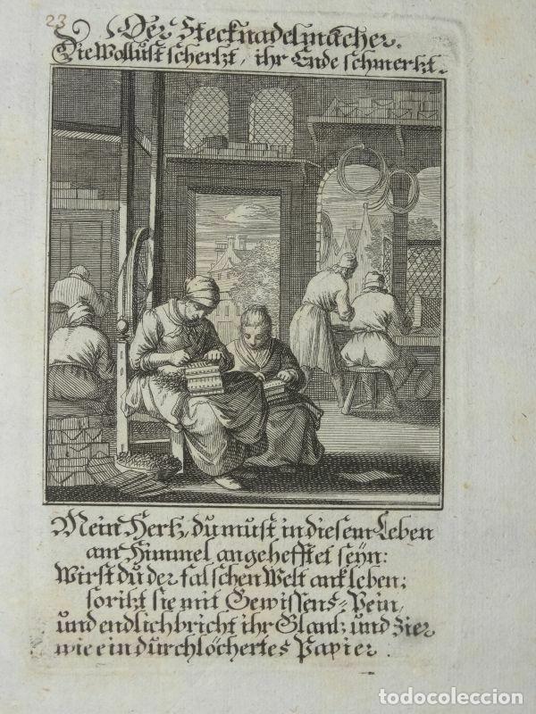 Arte: Fabricantes de agujas, 1698. Luyken/Weigel - Foto 1