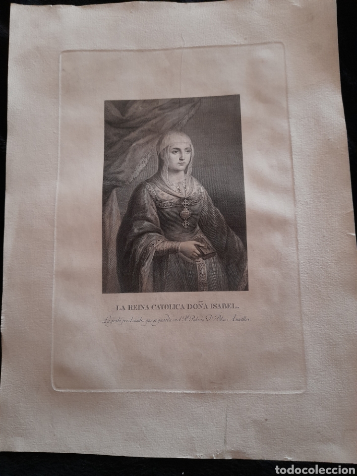 Arte: Antiguo grabado de Isabel la Cat&oacute;lica - Foto 1