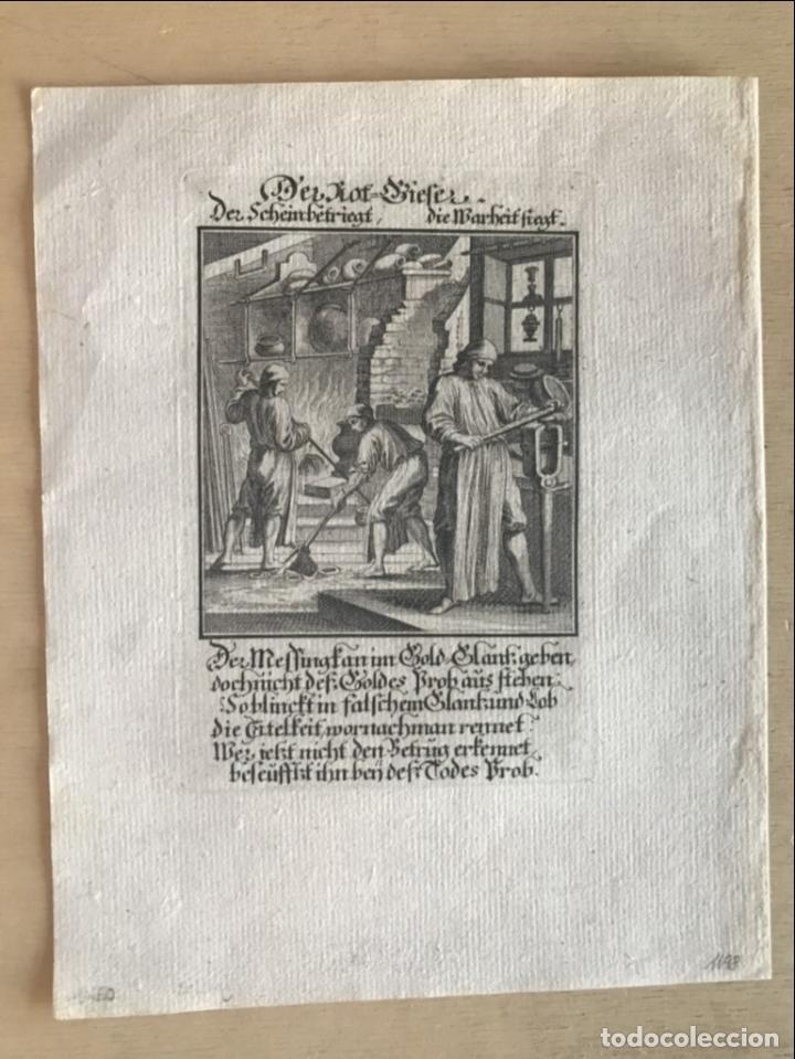 Arte: Trabajando en la fragua, 1698. Luyken / Weigel - Foto 2