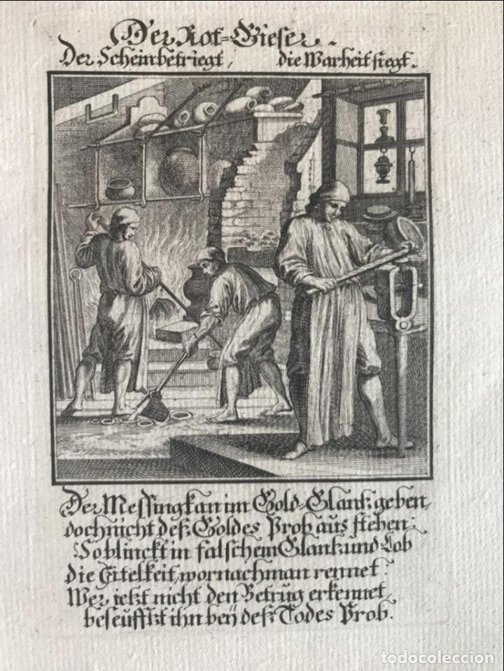 Arte: Trabajando en la fragua, 1698. Luyken / Weigel - Foto 3