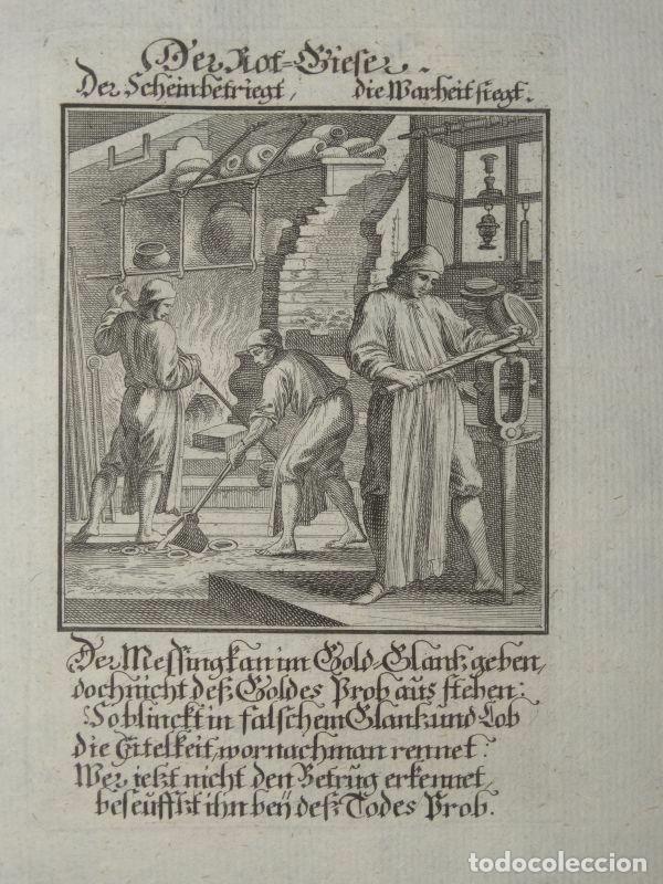 Arte: Trabajando en la fragua, 1698. Luyken / Weigel - Foto 1