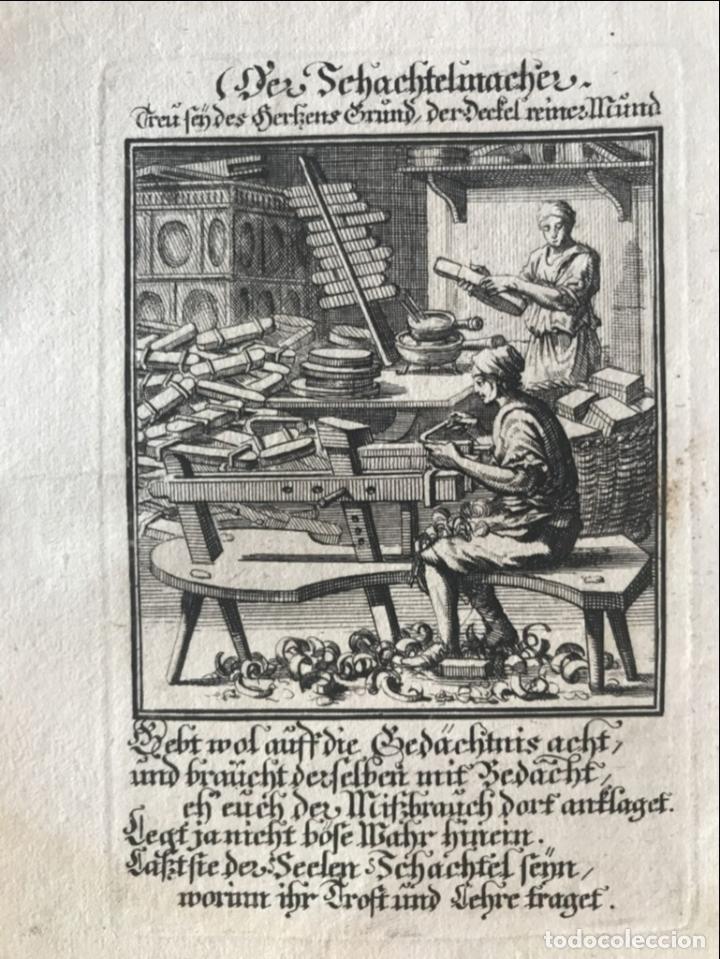 Arte: Fabricantes de objetos de madera, 1698. Luyken / Weigel - Foto 1