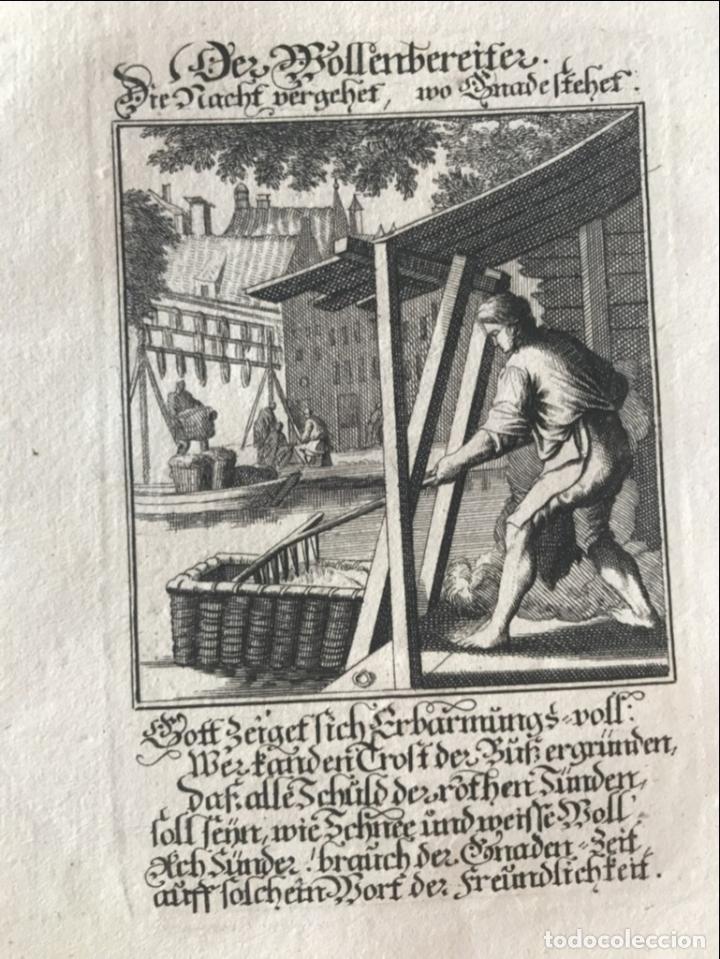 Arte: Trabajando con lana, 1698. Luyken / Weigel - Foto 3
