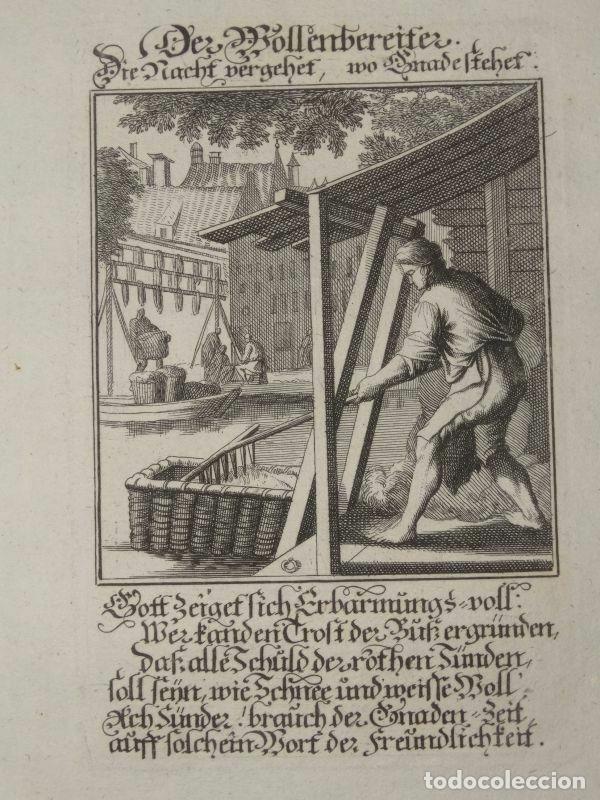 Arte: Trabajando con lana, 1698. Luyken / Weigel - Foto 1