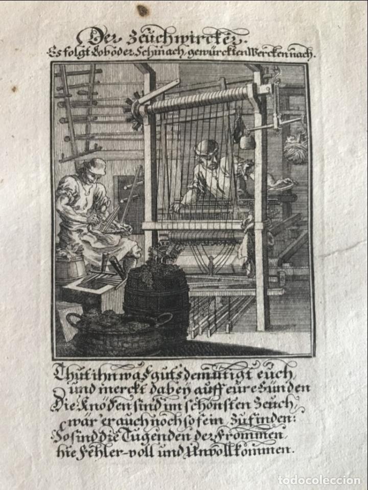 Arte: Telar textil barroco, 1698. Luyken / Weigel - Foto 3