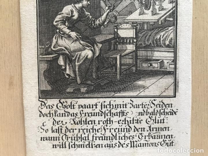 Arte: Hilandera en su taller textil, 1699. Luyken / Weigel - Foto 6