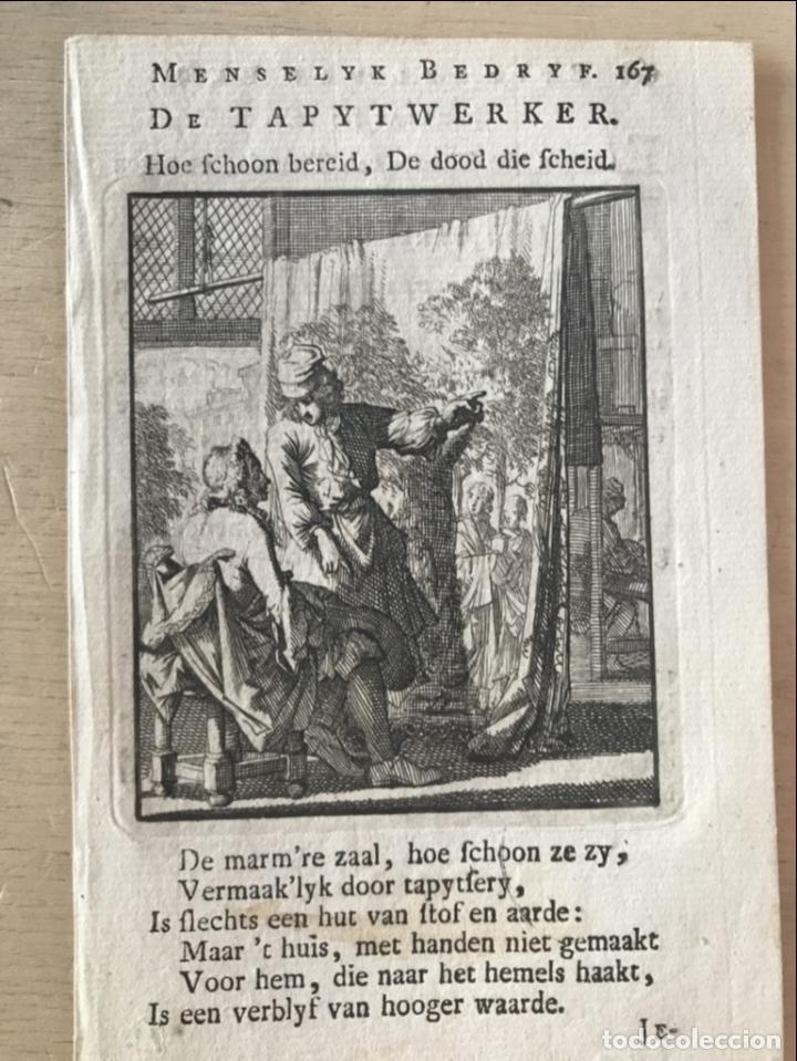 Arte: Vendedor de tapices, 1730. Luyken - Foto 3