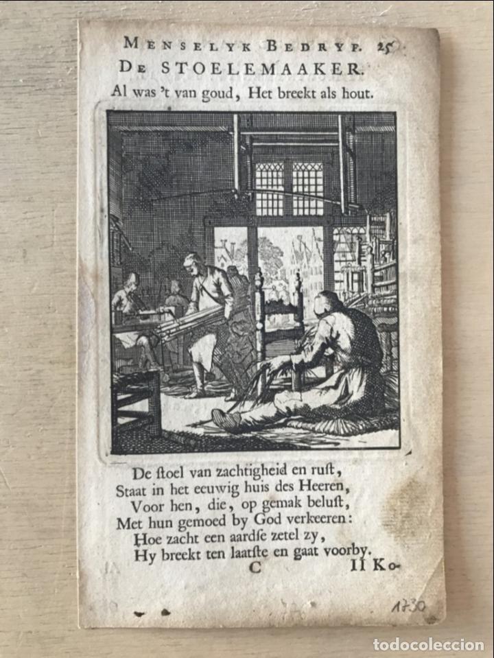 Arte: Fabricantes de sillas, 1730. Luyken - Foto 2