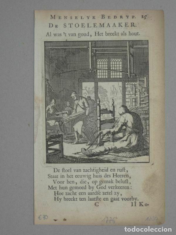 Arte: Fabricantes de sillas, 1730. Luyken - Foto 9