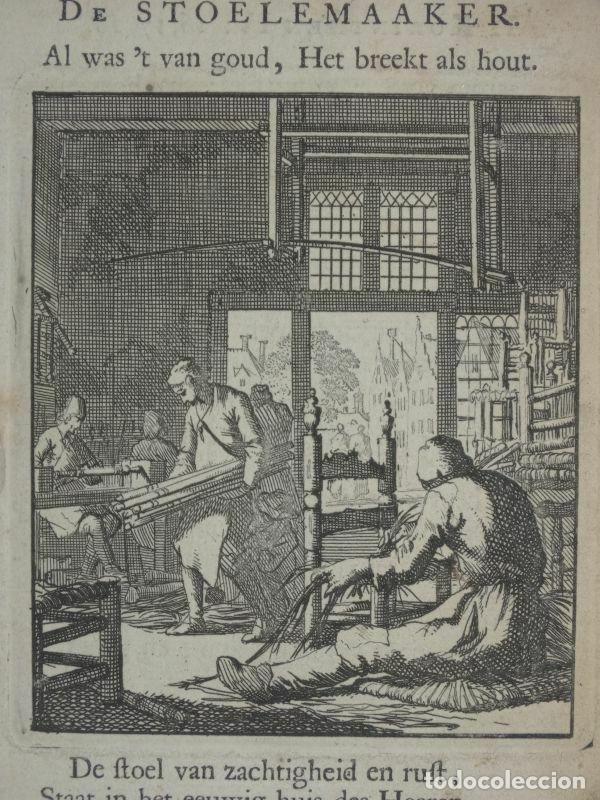 Arte: Fabricantes de sillas, 1730. Luyken - Foto 1