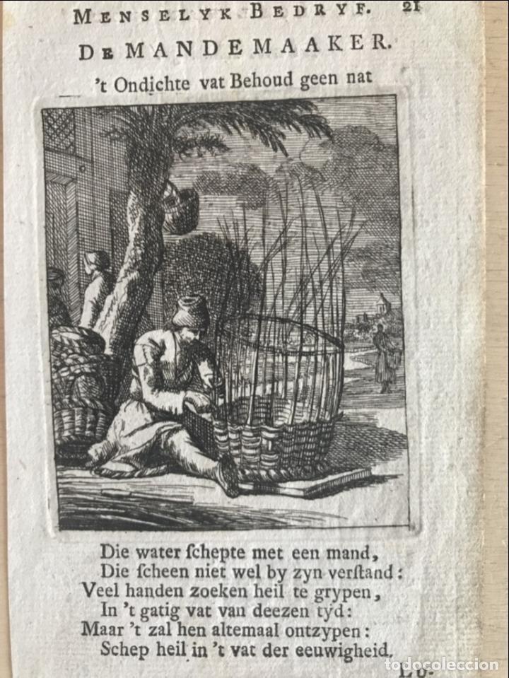 Arte: Fabricante de objetos de mimbre, 1749. Luyken - Foto 3