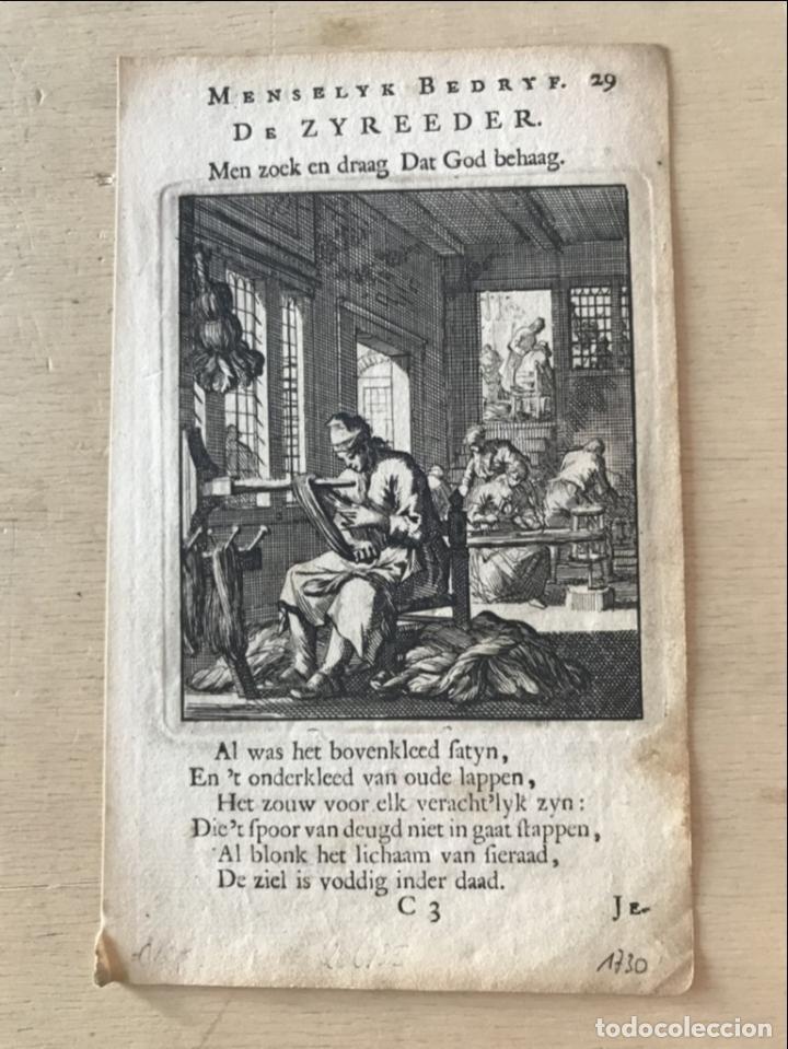 Arte: Taller textil barroco, 1730. Luyken - Foto 2