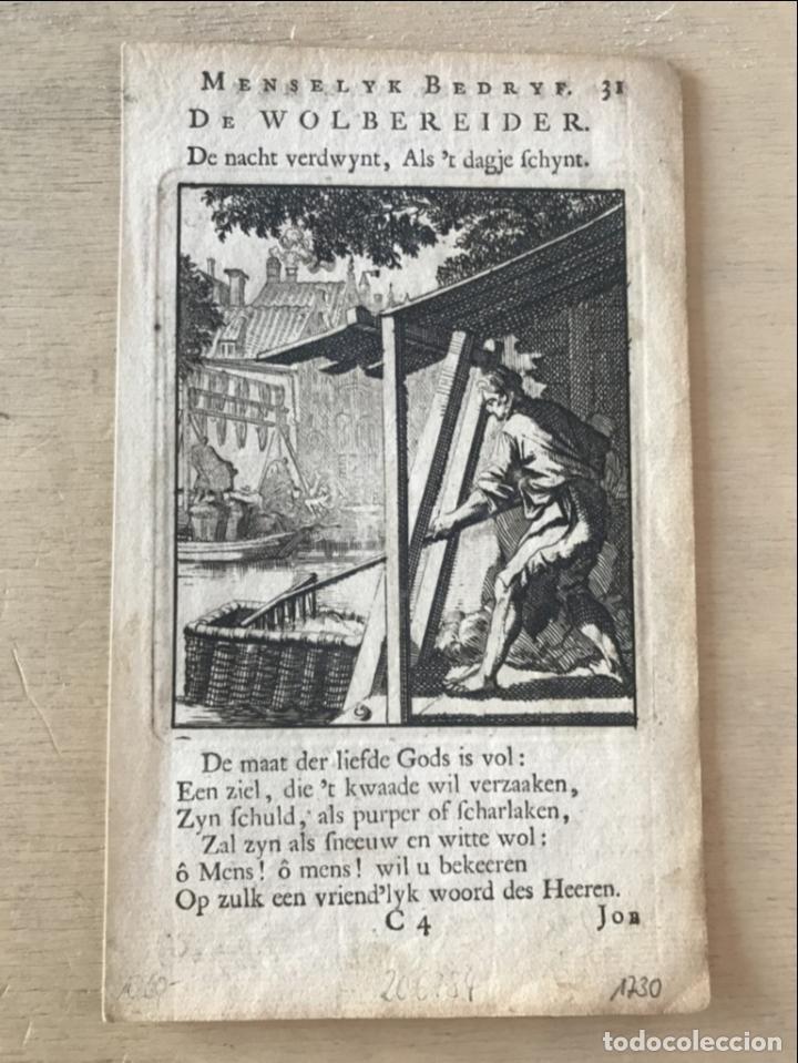 Arte: Trabajando la lana, 1730. Luyken - Foto 2
