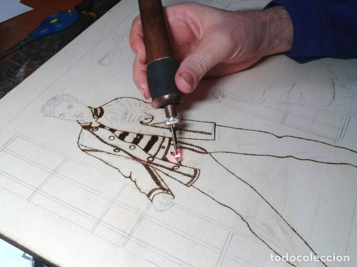 Arte: ELVIS PRESLEY - Cuadro PIROGRAFIADO (dibujo quemado en madera). 40 X 60 cm. ¡OBRA ÚNICA! - Foto 2 - 294978808