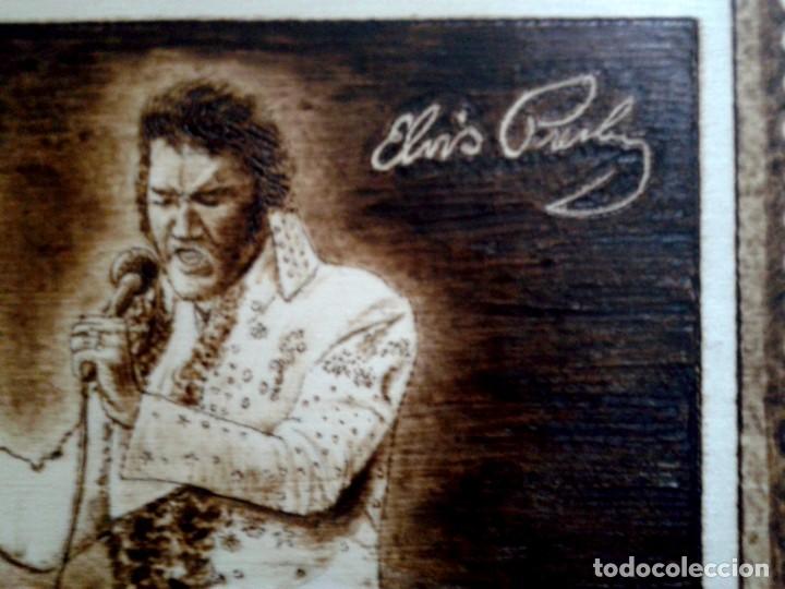 Arte: ELVIS PRESLEY - Cuadro PIROGRAFIADO (dibujo quemado en madera). 40 X 60 cm. ¡OBRA ÚNICA! - Foto 11 - 294978808