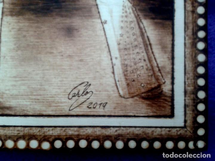 Arte: ELVIS PRESLEY - Cuadro PIROGRAFIADO (dibujo quemado en madera). 40 X 60 cm. ¡OBRA ÚNICA! - Foto 14 - 294978808