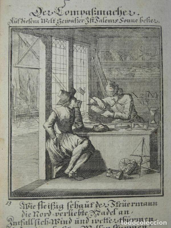 Arte: Fabricante de br&uacute;julas, 1733. Luyken / Weigel - Foto 1