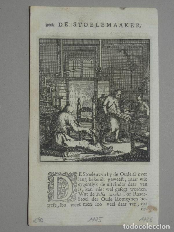 Arte: Elaborando sillas de madera, 1736. Luyken - Foto 1