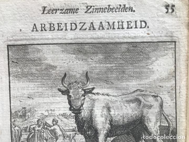 Arte: Emblema alegórico: Buey y hombres con arados, 1730. Hendrik Graauwhart /C.H. - Foto 5 - 295519853