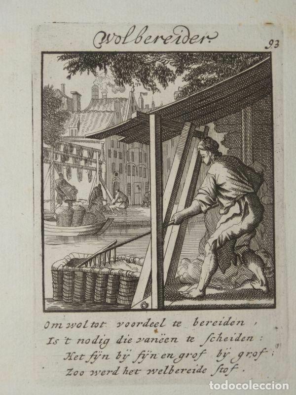 Arte: Tratando lana, 1704. Luyken/Weigel - Foto 1