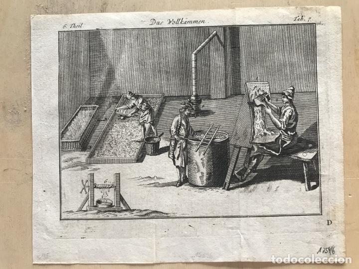 Arte: Peinadores de lana, 1754. An&oacute;nimo - Foto 2